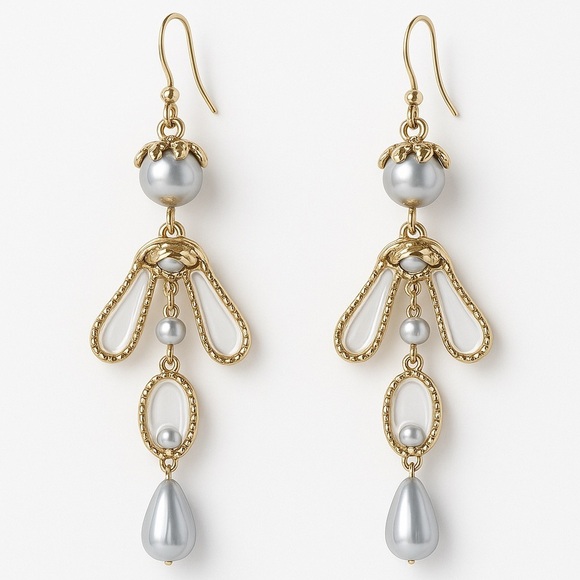 Anthropologie Jewelry - Gold and Pearl Dangle Earrings
